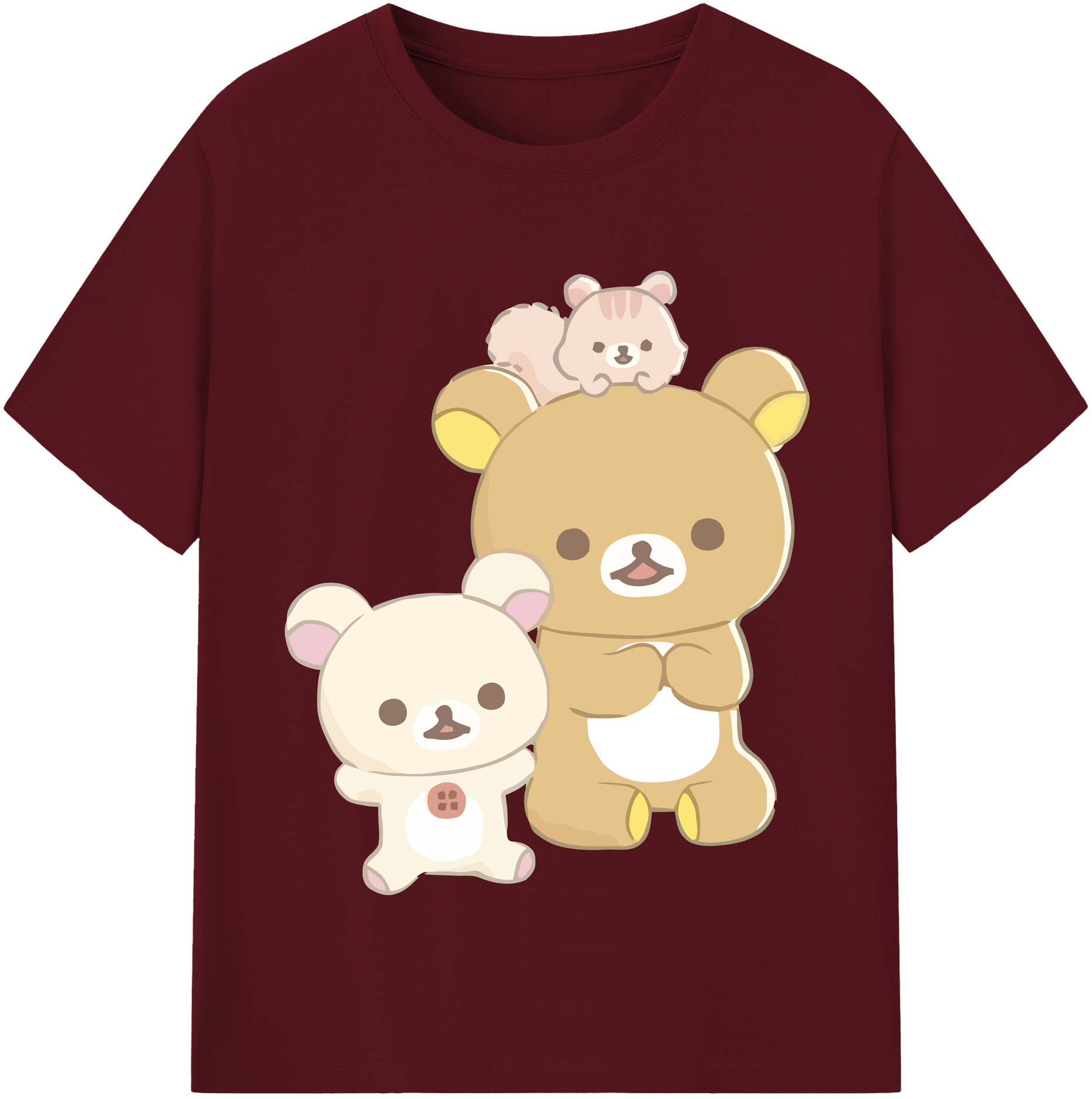 （画像用） リラックマ リラックマ キイロイトリ Rilakkuma Korilakkuma Kiiroitori 綿100％半袖Tシャツ（フロントプリント）